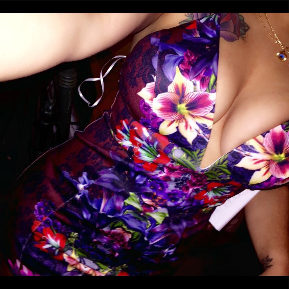 Floral - lace print dress.